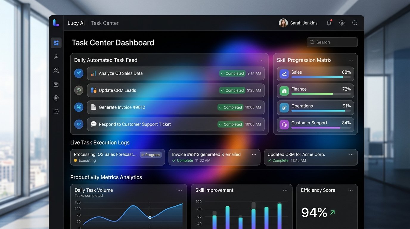 Dashboard y Centro de Tareas de Lucy Empleada Virtual IA